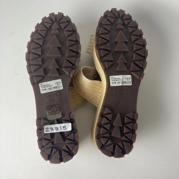 Schutz sandals 10.5 B Platform bella Rafia nude natural Slides Espadrille - Picture 10 of 13